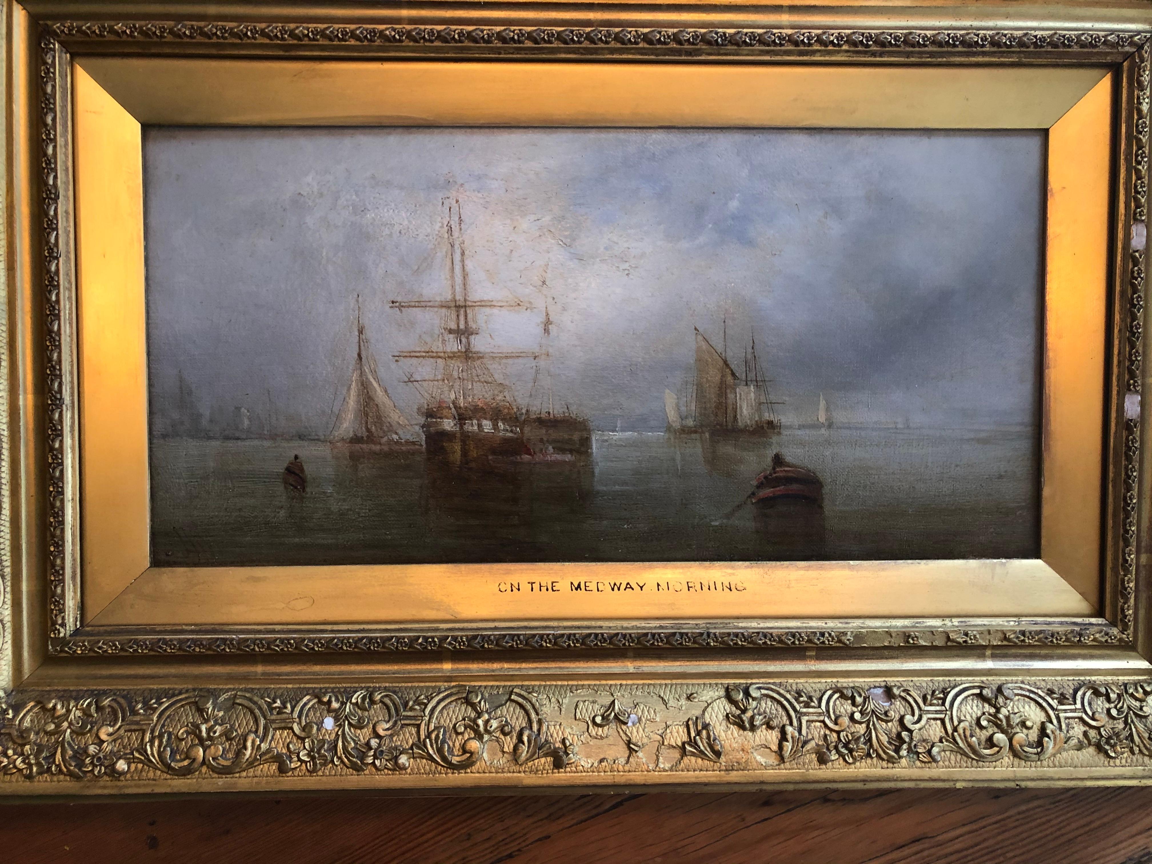 Unknown Landscape Painting - 19th Century British "On the Medway. Morning"