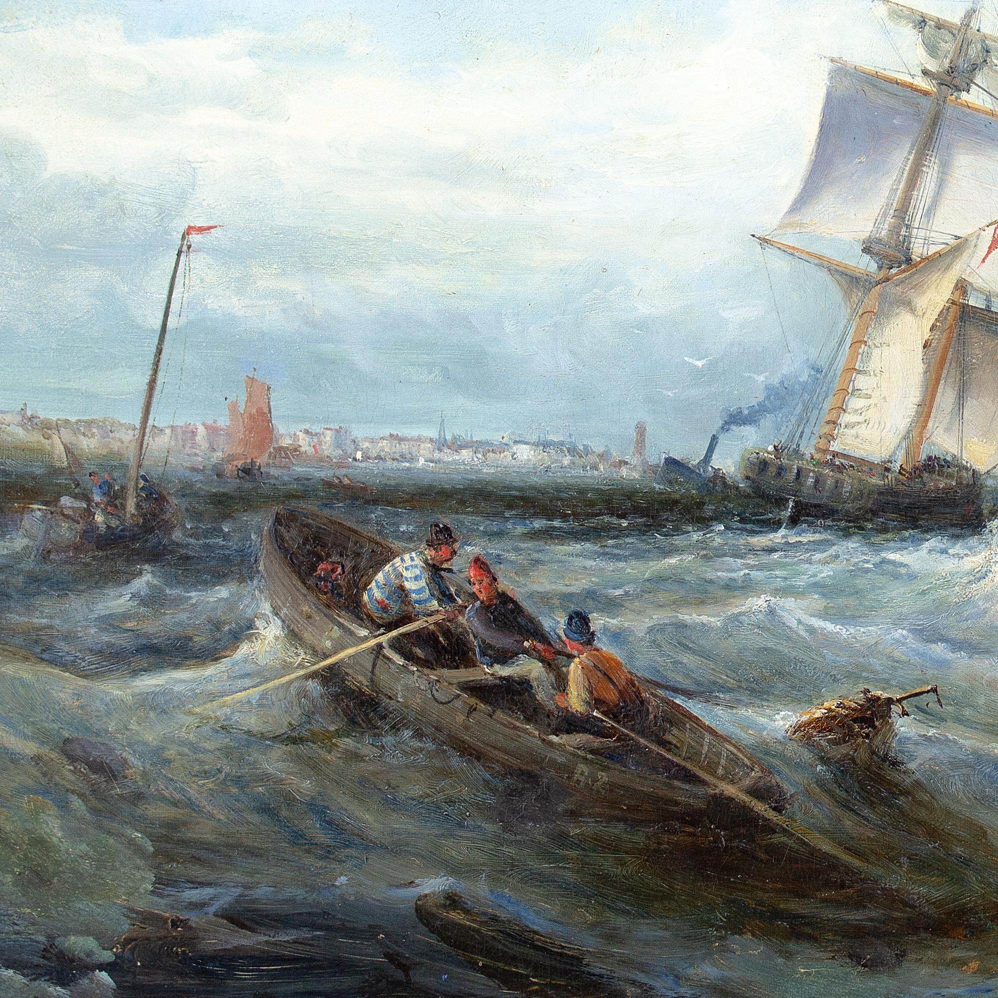 19th-Century British School, Maritime Scene With Turbulent Sea 1