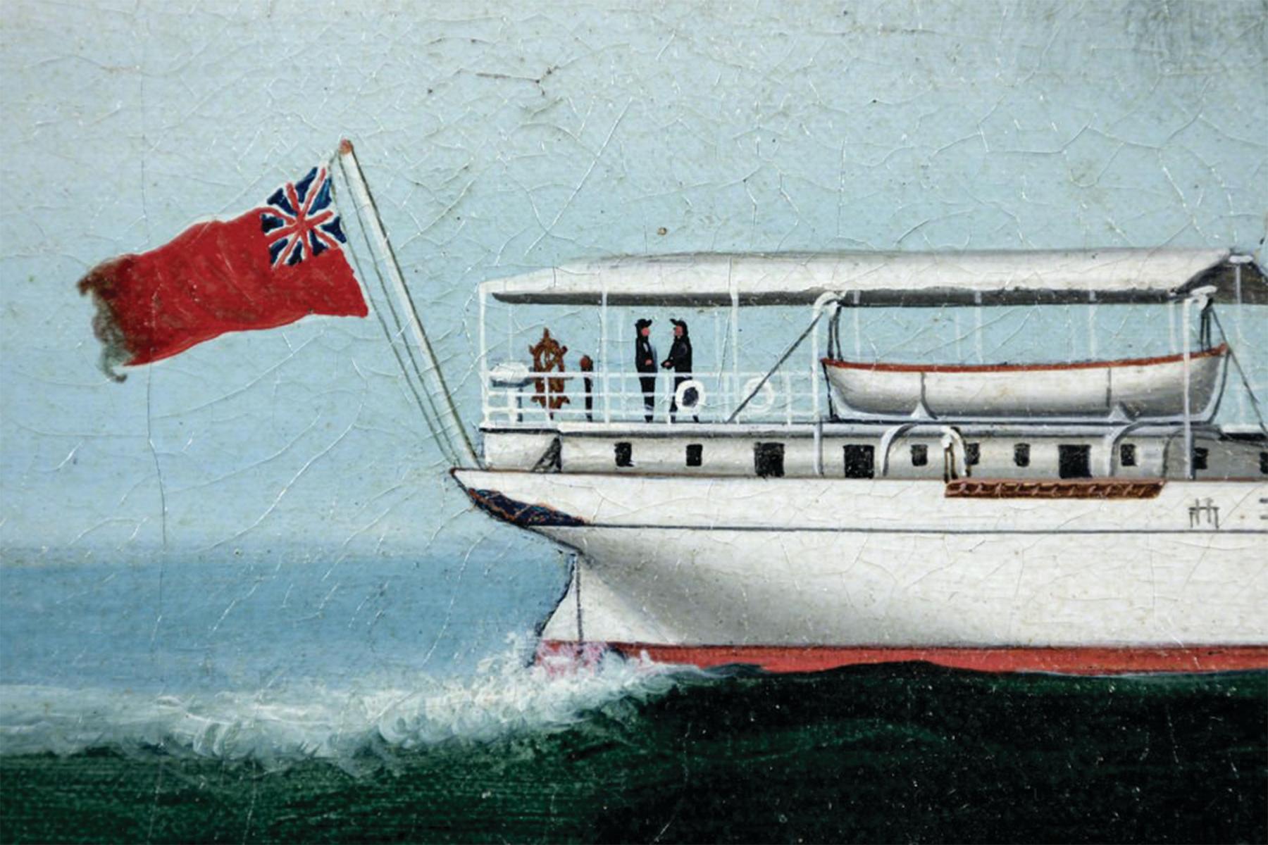 Siglo XIX Escuela Británica Barco en el mar, Pintura de paisaje marino en venta 1