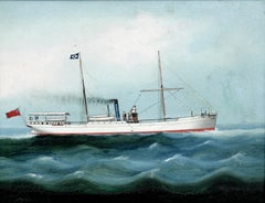 19th Century British School Ship at Sea, Seascape Painting