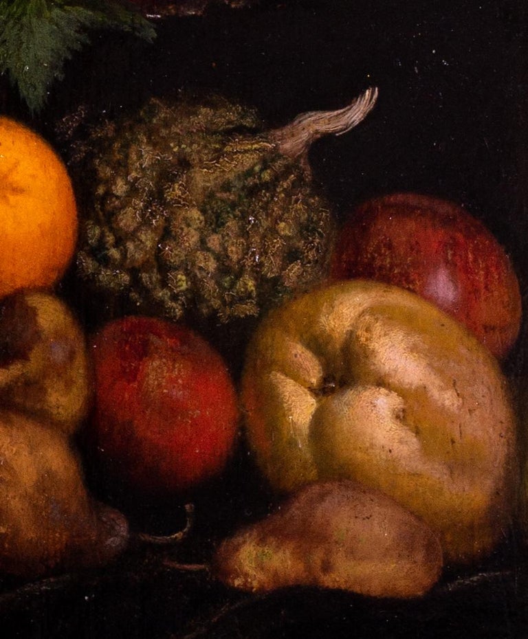 19th Century British still life oil painting of fruit and a vase For Sale 1