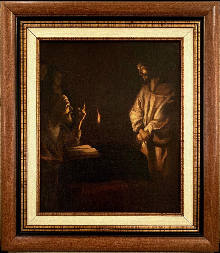 Unknown Figurative Painting - 19th Century "Christ Before the High Priest" After Gerard van Honthorst