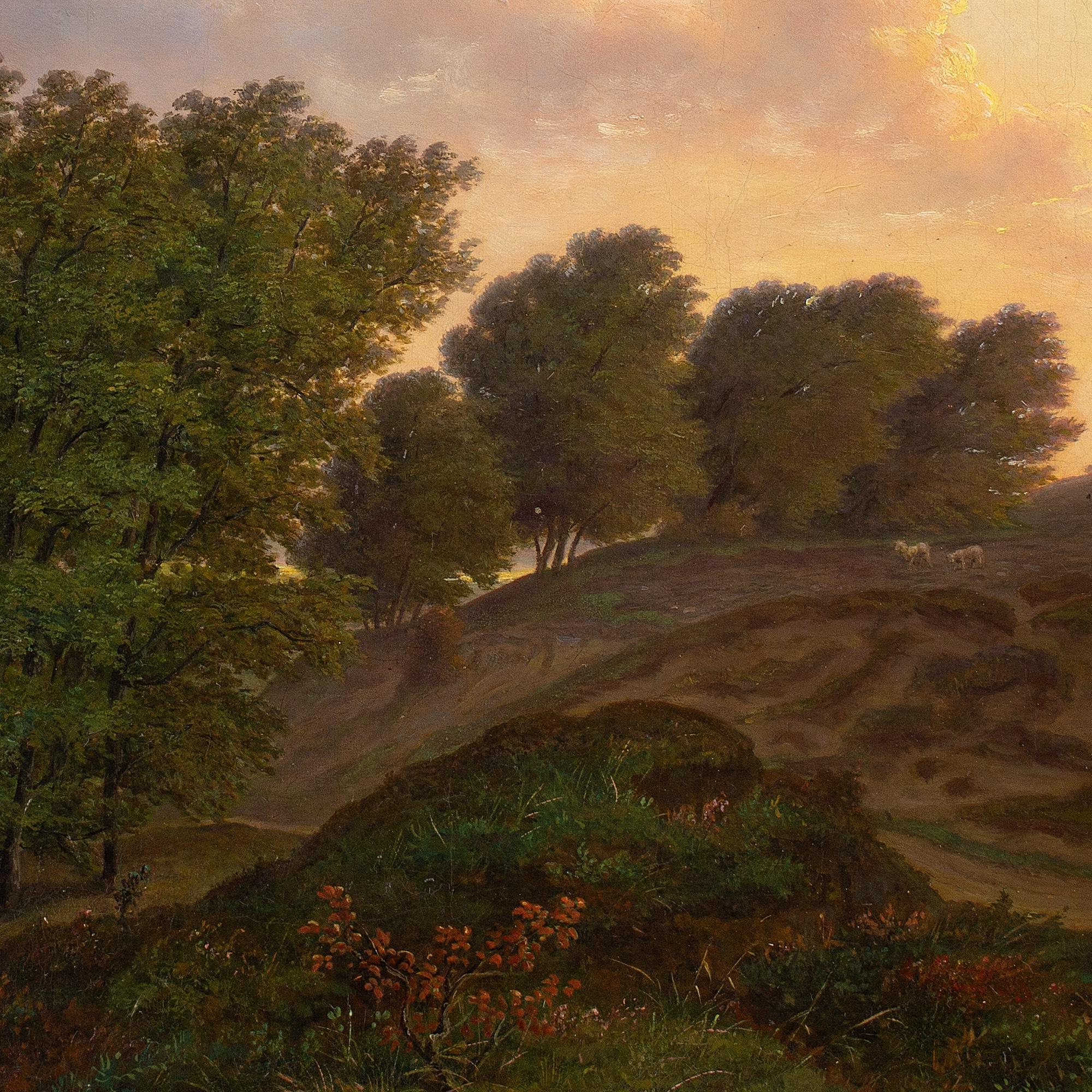 19th-Century Danish School, Idyllic Landscape With Farm, Oil Painting For Sale 4
