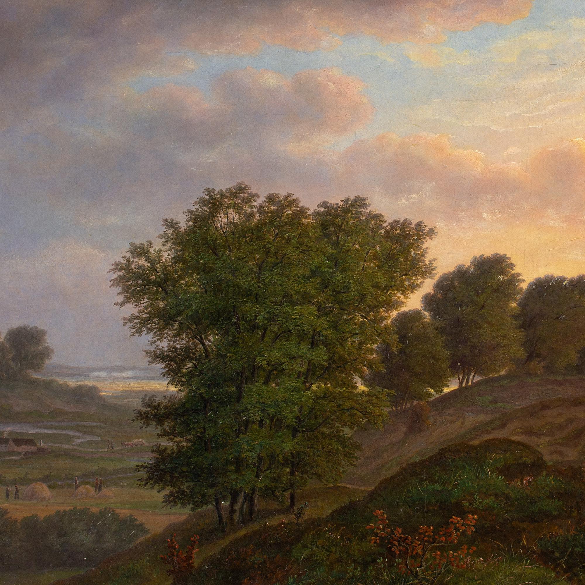19th-Century Danish School, Idyllic Landscape With Farm, Oil Painting For Sale 5