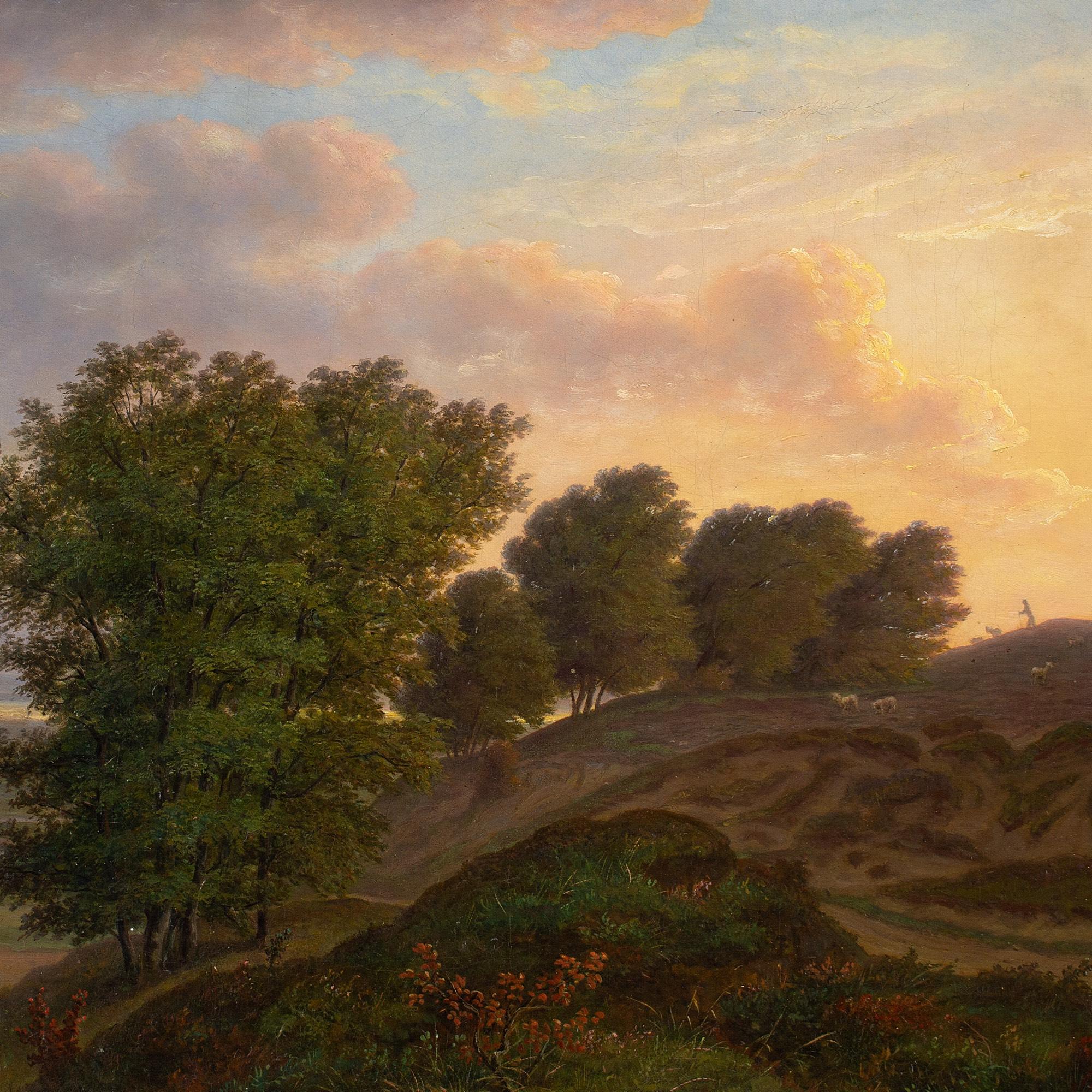 19th-Century Danish School, Idyllic Landscape With Farm, Oil Painting For Sale 6