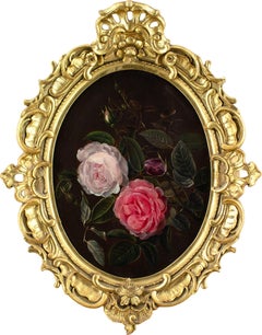 19th-Century Danish School, Still Life With Roses, Oil Painting 