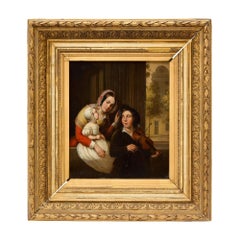 Antique 19th Century Dutch Oil Painting of a Musical Scene
