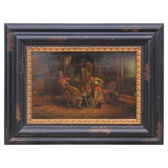 19th Century Dutch School Family Painting On Board