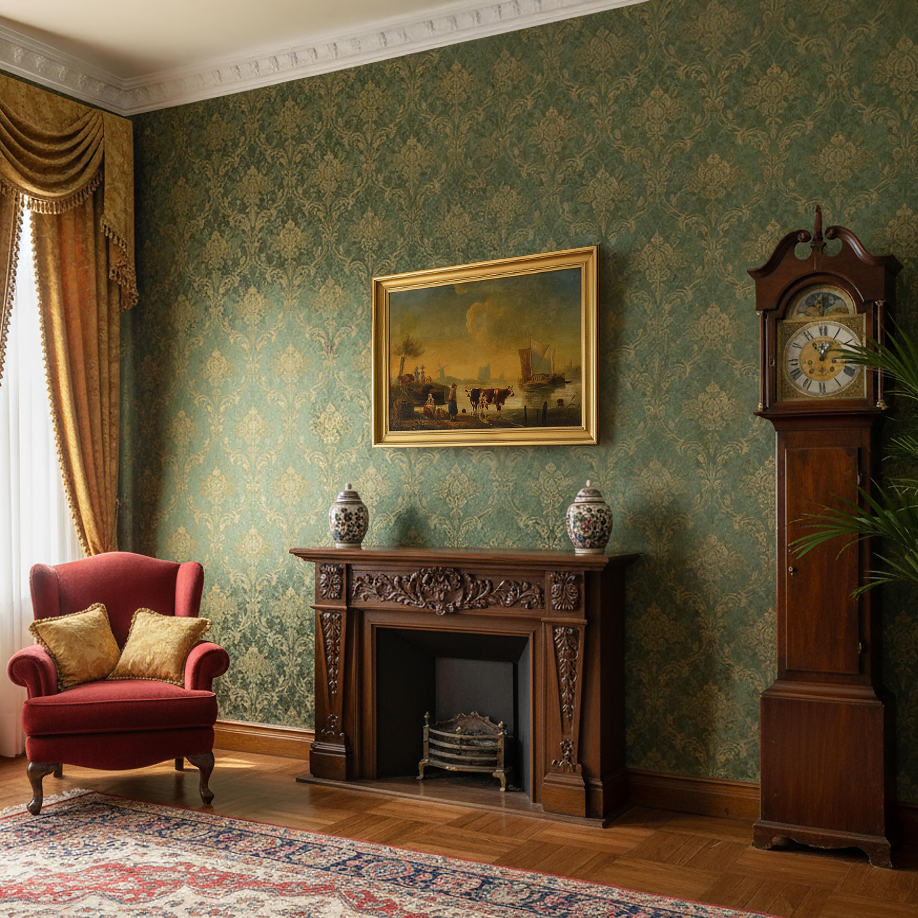 19th Century Dutch School Riverside Oil Painting Framed Cattle and Sailing Boats For Sale 9