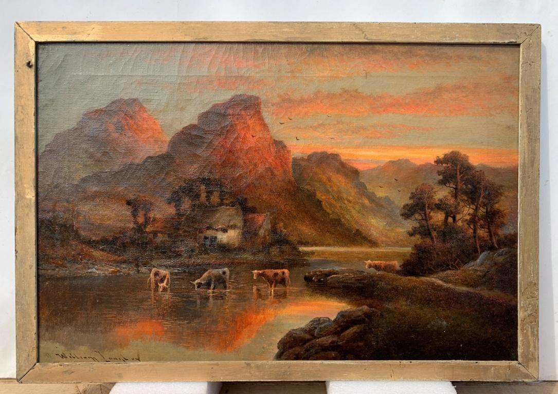 William Langton(British painter) - 19th century landscape painting - Sunset Lake - Painting by Unknown