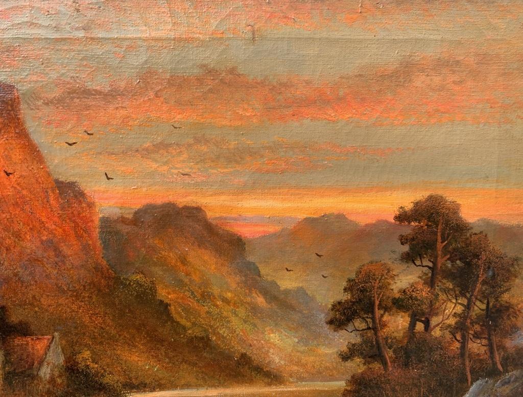 William Langton(British painter) - 19th century landscape painting - Sunset Lake For Sale 1