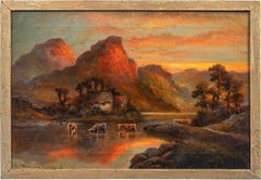 19th century English landscape painting - View Mountain - Oil on canvas