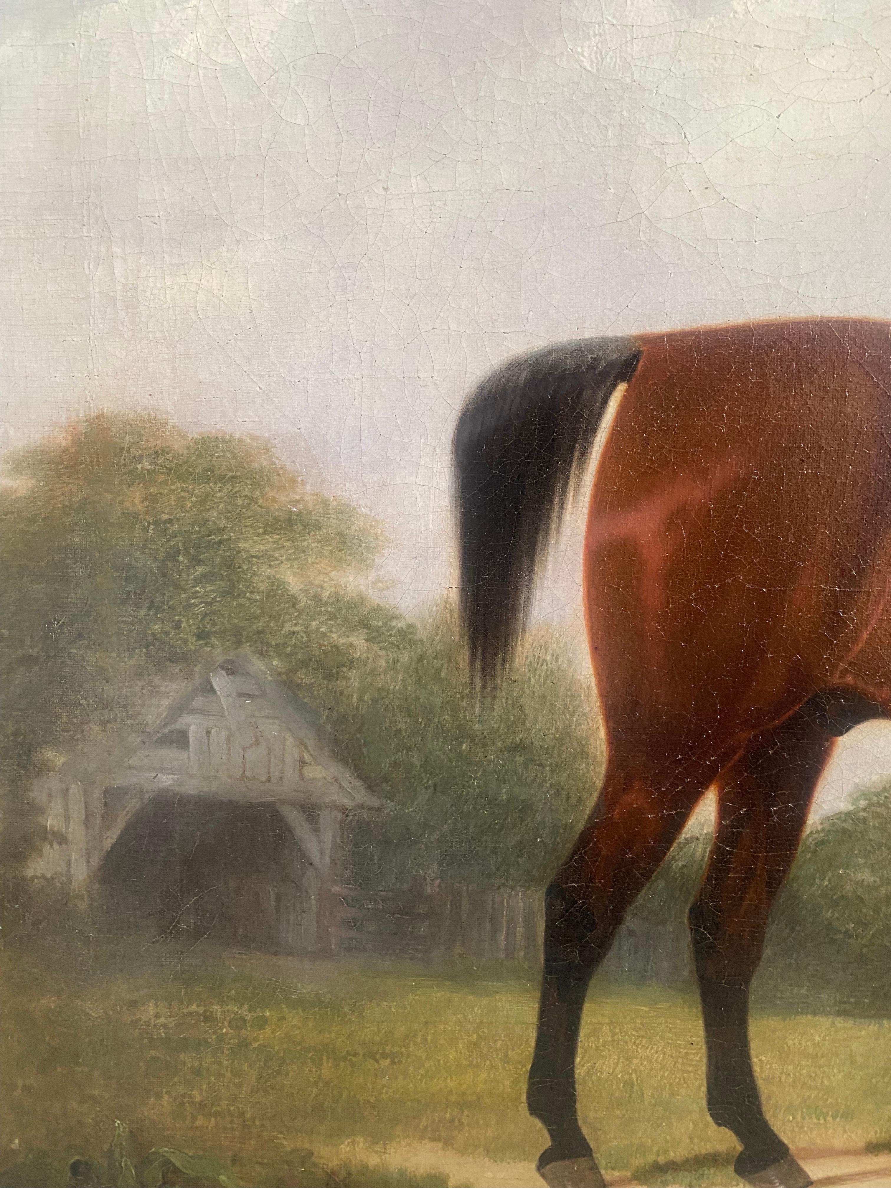 Englische Schule des 19. Jahrhunderts, Bay Horse und ein Terrier in einer Landschaft im Angebot 1