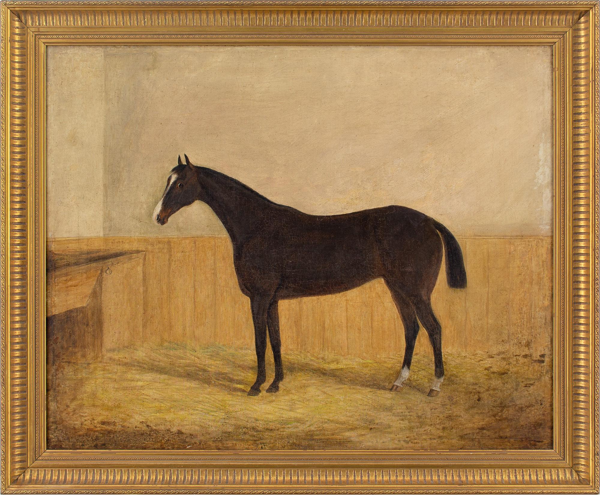Unknown Animal Painting - 19th-Century English School, Portrait Of A Bay Mare In A Stable