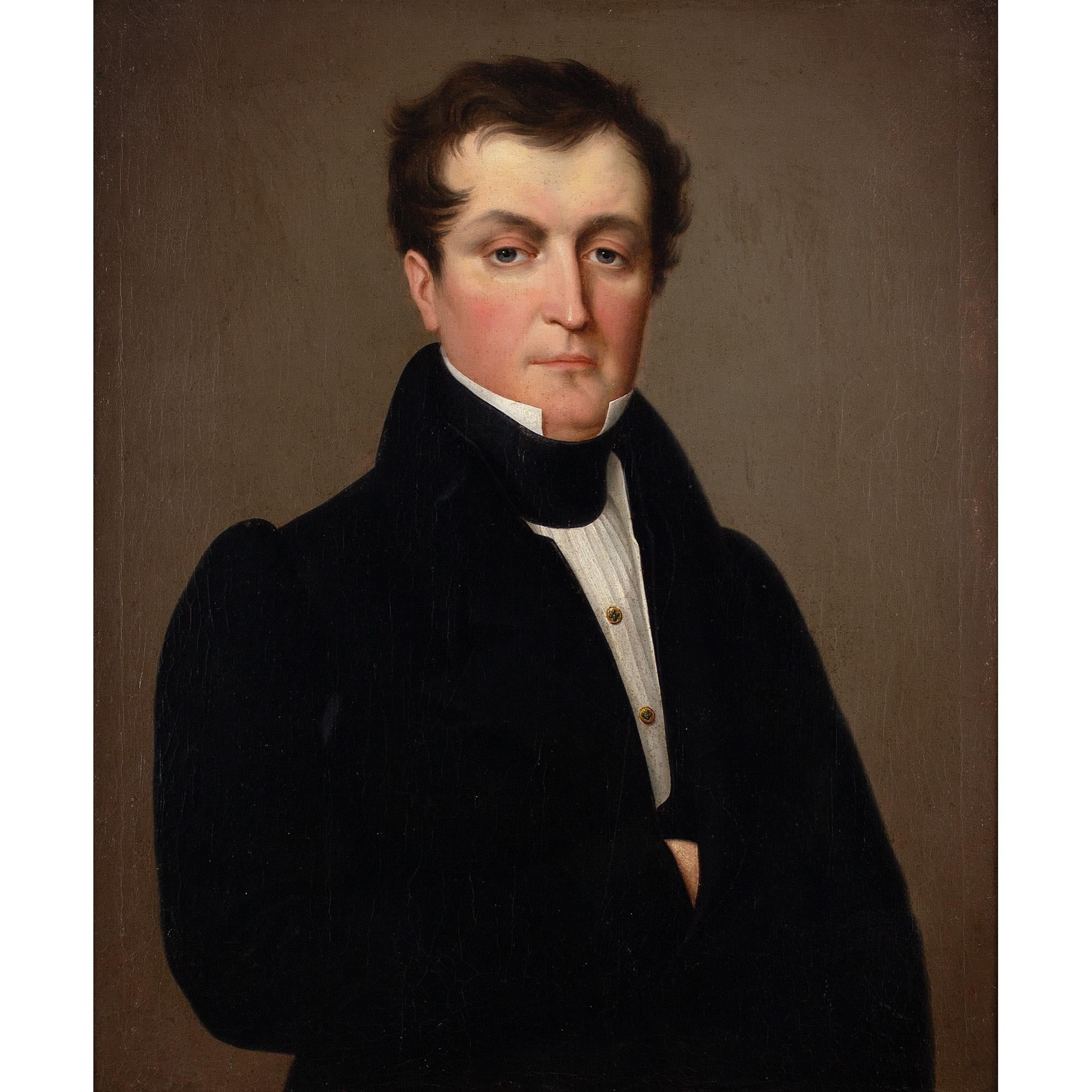 19th-Century English School, Portrait Of A Gentleman - Painting by Unknown