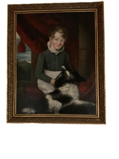 19th century English School Portrait of a Gentleman, with Riding Crop & Dog