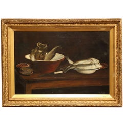 19th Century English Still Life Painting in Gilt Frame Signed and Dated 1847