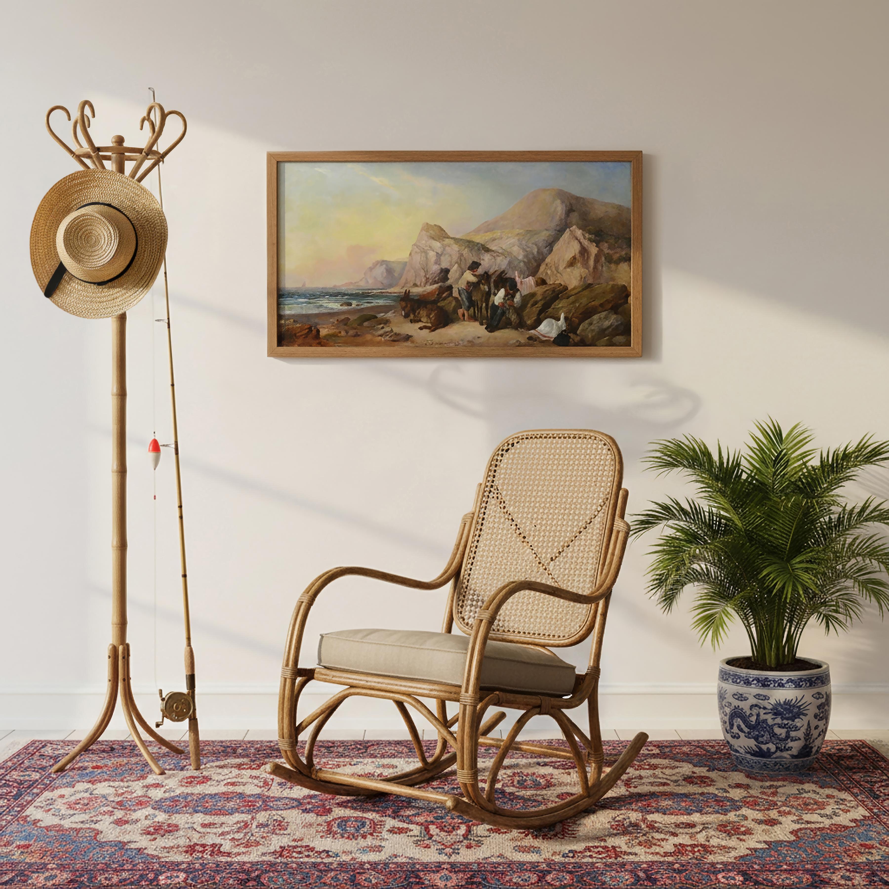 19. Jahrhundert Europäische Panorama-Ölgemälde Seaside Scene Eseltreiber signiert im Angebot 8