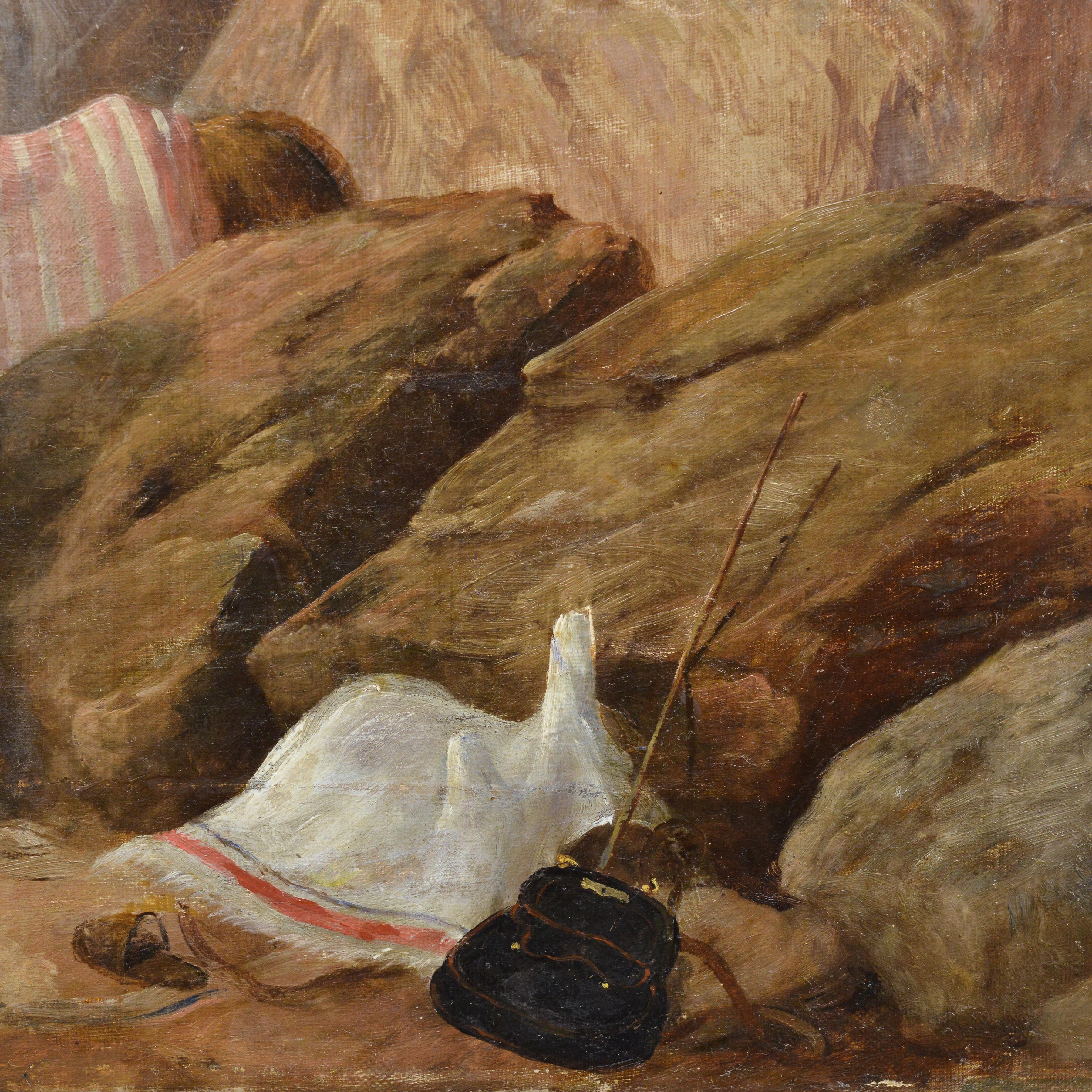 19. Jahrhundert Europäische Panorama-Ölgemälde Seaside Scene Eseltreiber signiert im Angebot 3