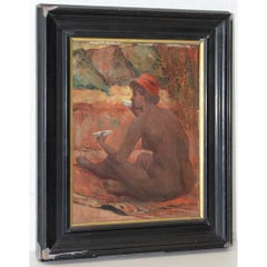 19th Century Figural Nude Woman Drinking Tea