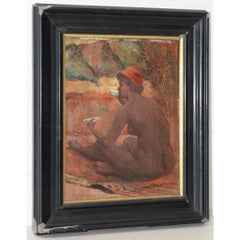 19th Century Figural Nude Woman Drinking Tea 