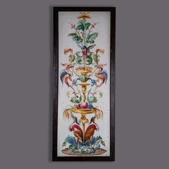 Pannello dipinto floreale con cornice del XIX secolo
