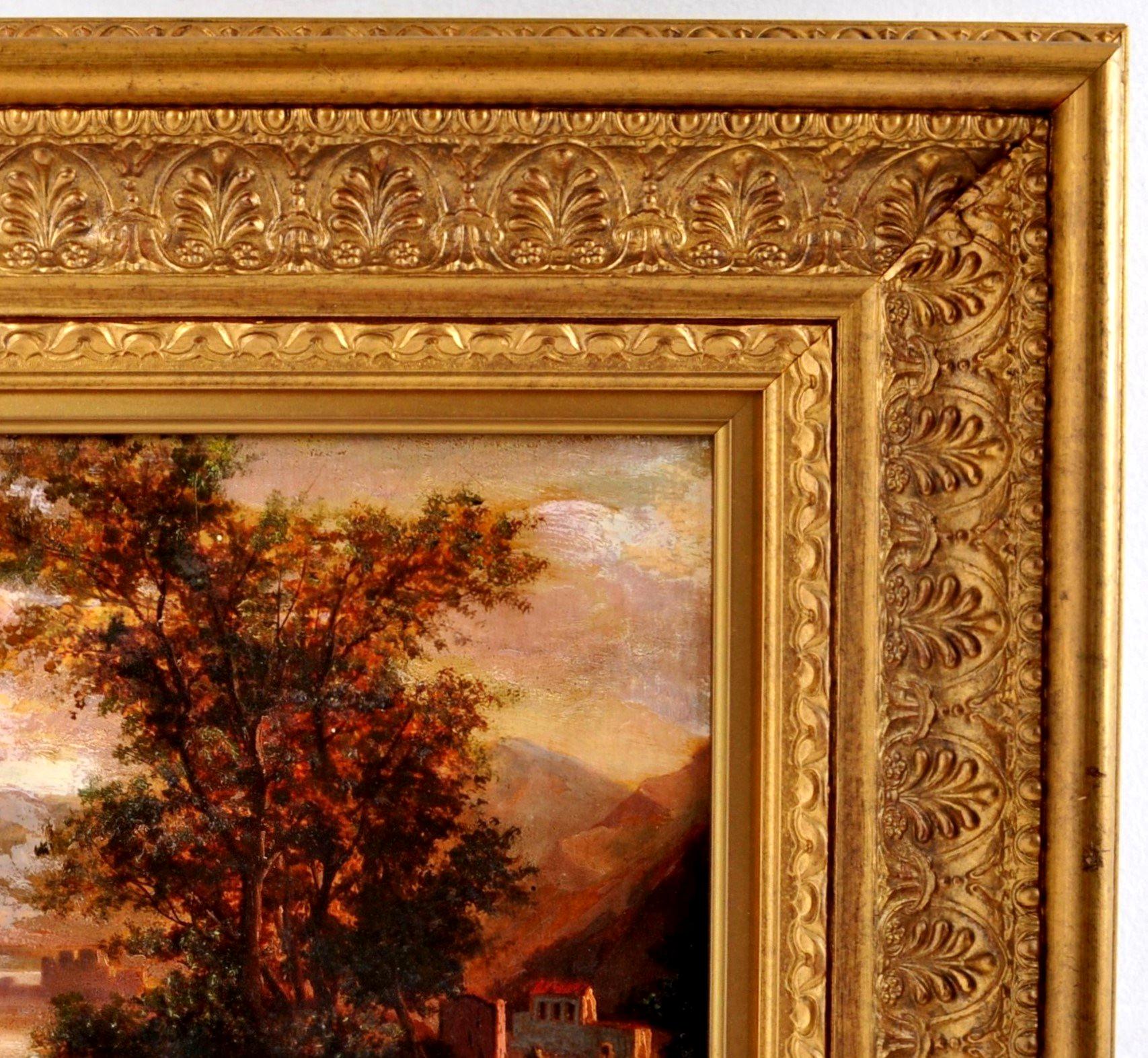 Peinture à l'huile sur toile de l'école de Barbizon du 19ème siècle - Paysage, vers 1840  - Marron Landscape Painting par Unknown