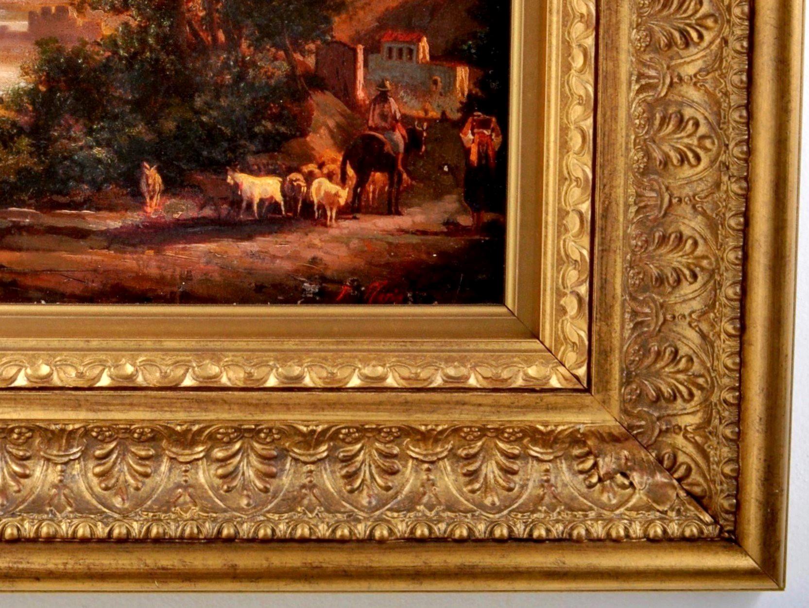 19th century French Barbizon School Painting oil on Canvas Landscape circa 1840  For Sale 1