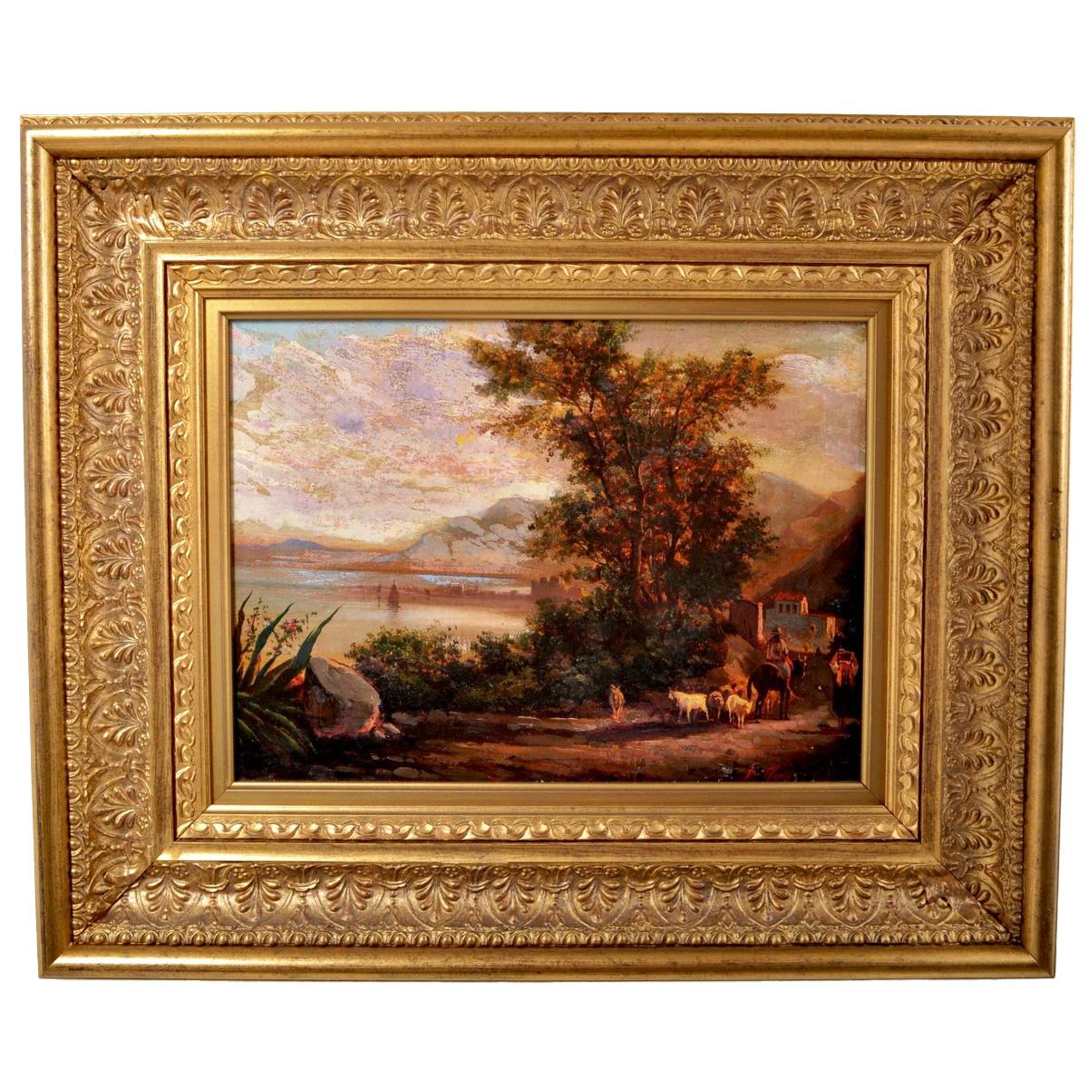 Landscape Painting de Unknown - Siglo XIX Pintura francesa de la Escuela de Barbizon óleo sobre lienzo Paisaje circa 1840