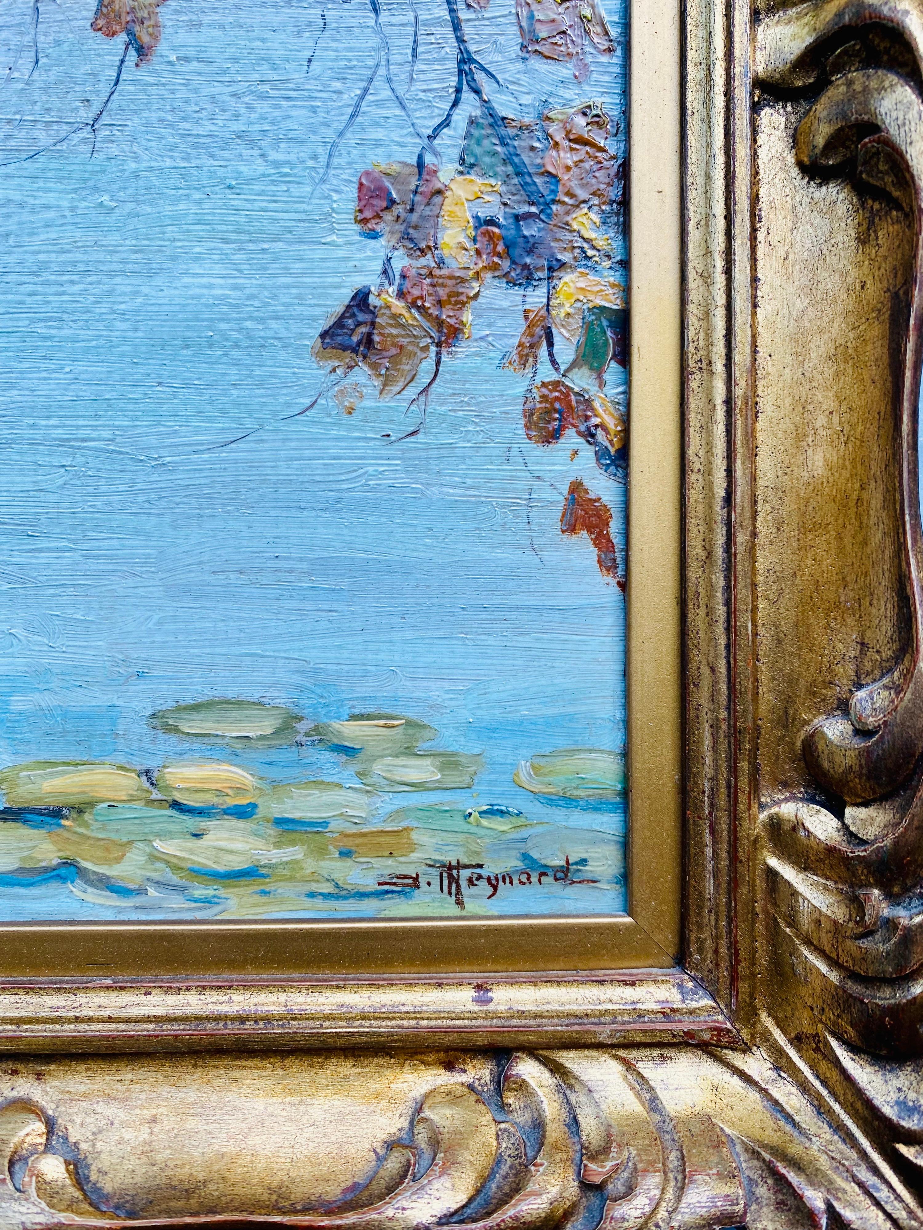 Romantic French Ecole de Paris Painting - Swan in a lake  5