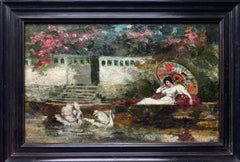 19th century French impressionist painting - L'élégante - Swan Woman Monet