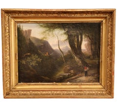 19th Century French Oil on Canvas Pastoral Painting in Original Gilt Frame