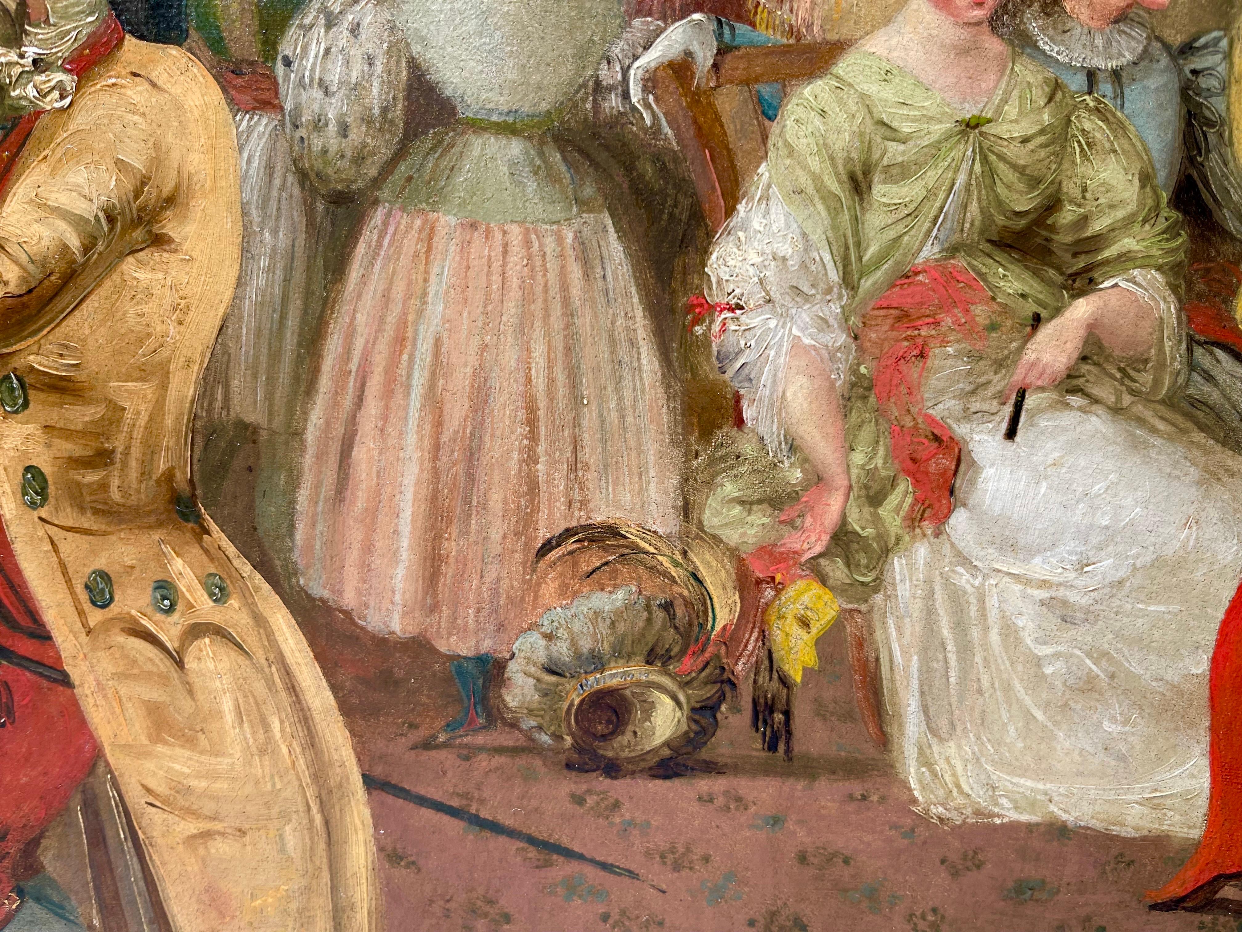 19th century French painting - The masked ball - music genre party - French School Painting by Unknown