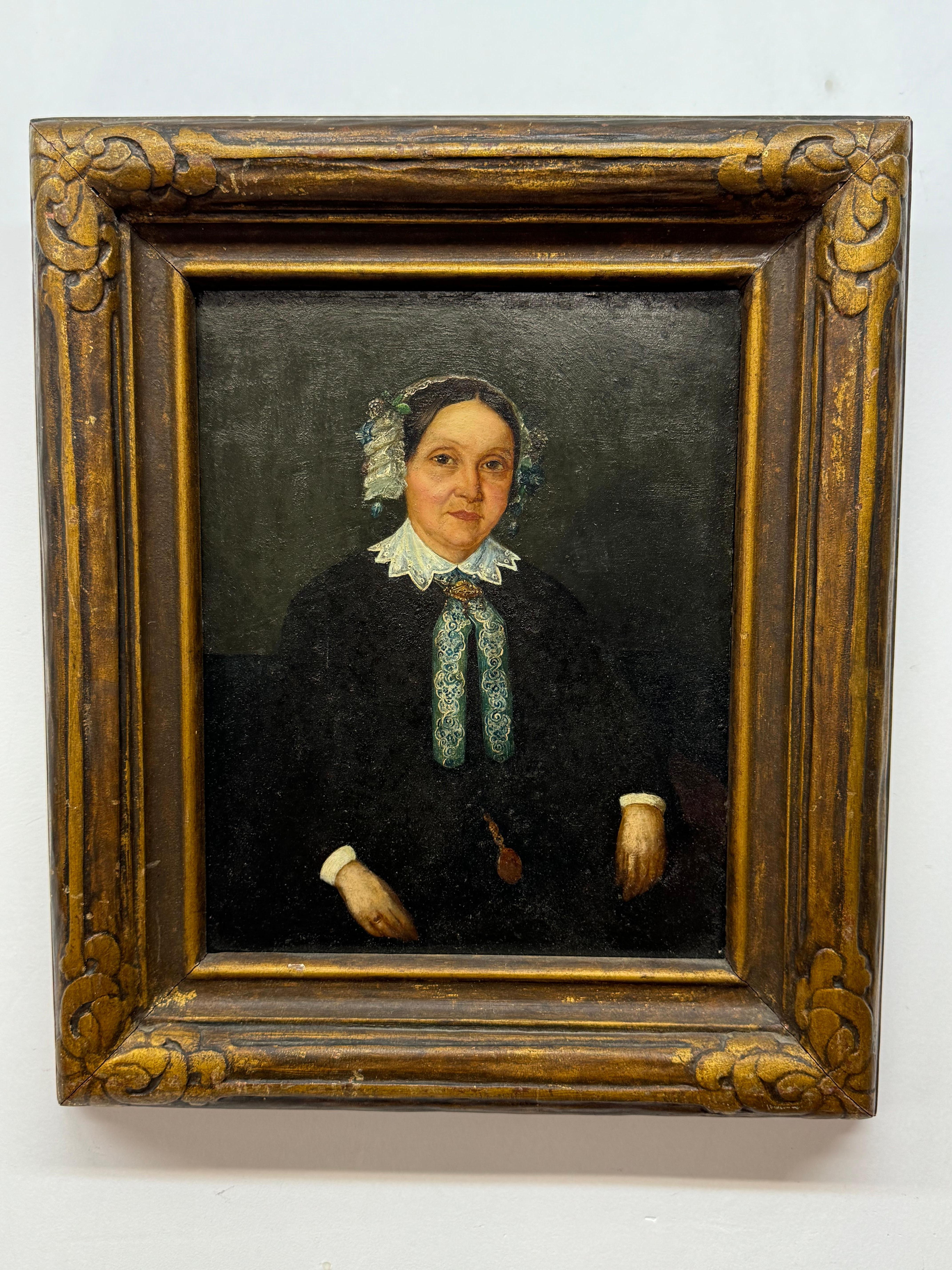Unknown Portrait Painting - 19th century French Portrait of Matron