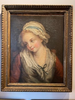 Antique 19th Century French School - Portrait of a Young Maiden, ca 1840