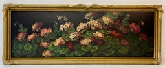 Antique 19th Century George Gibbs "Geraniums" Still Life Oil Painting