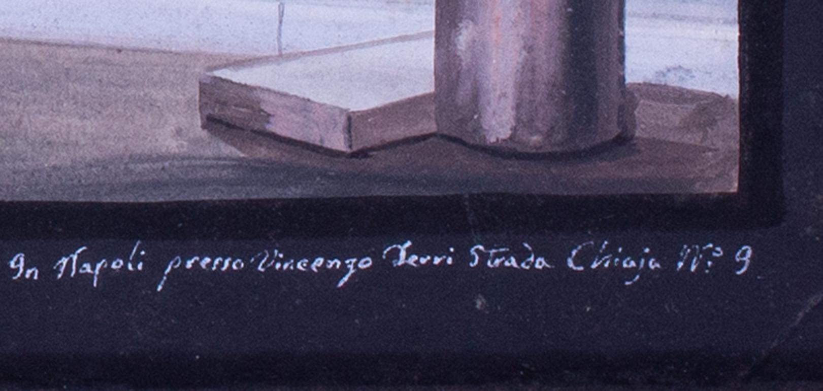 Gouache del XIX secolo raffigurante una visita a Pompei durante il Grand Tour - Painting Accademia di Unknown