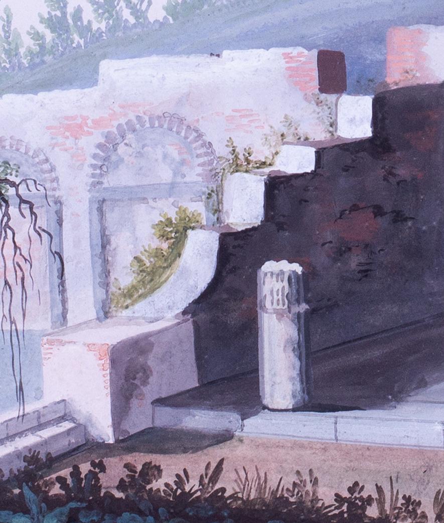 Gouache del XIX secolo raffigurante una visita a Pompei durante il Grand Tour in vendita 1