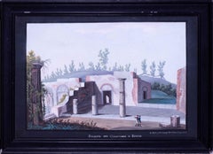 Antique 19th Century gouache of a visit to Pompei on the Grand Tour