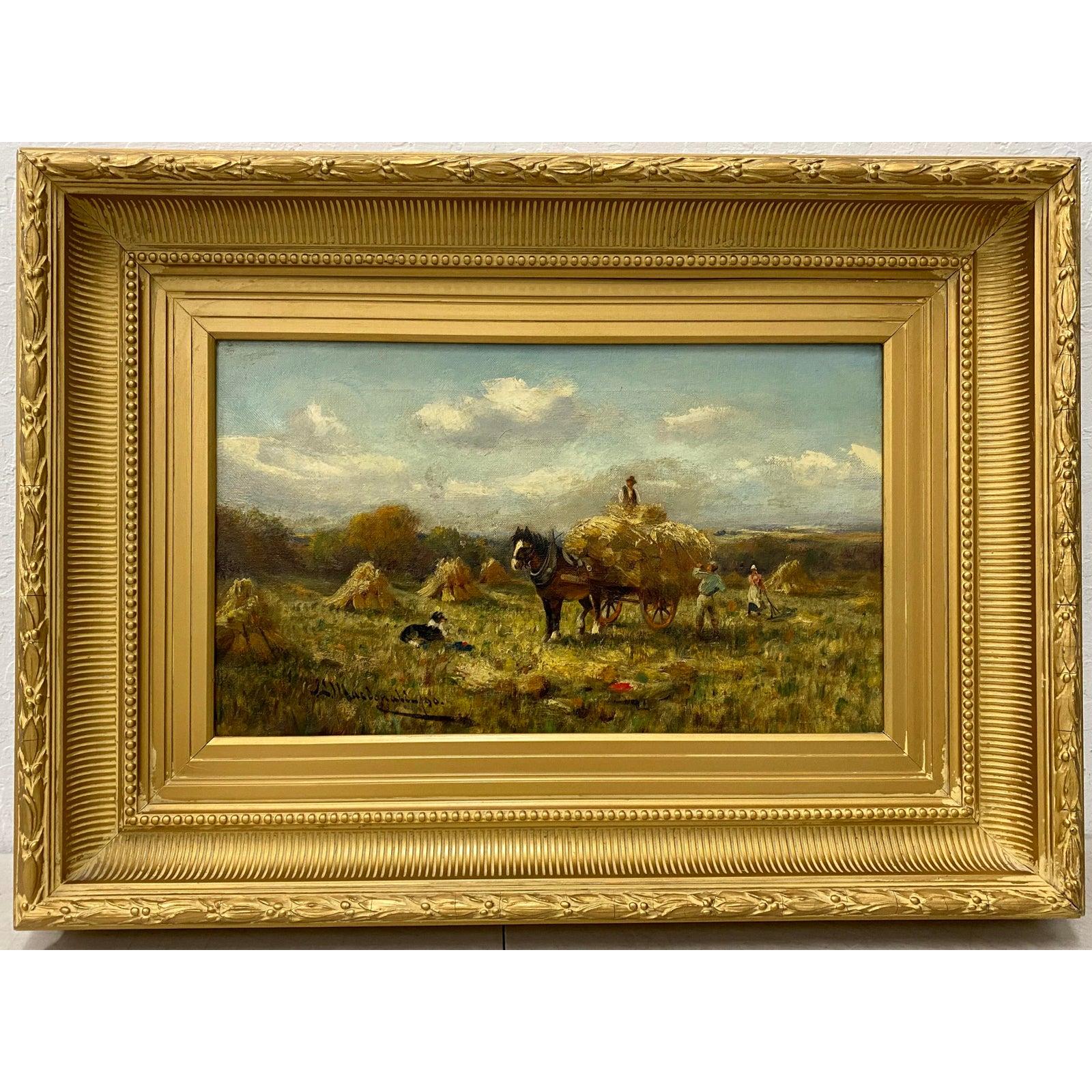 19th Century "Harvesters" Original Oil Painting by Macdonald c.1890
