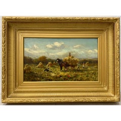 Antique 19th Century "Harvesters" Original Oil Painting by Macdonald c.1890