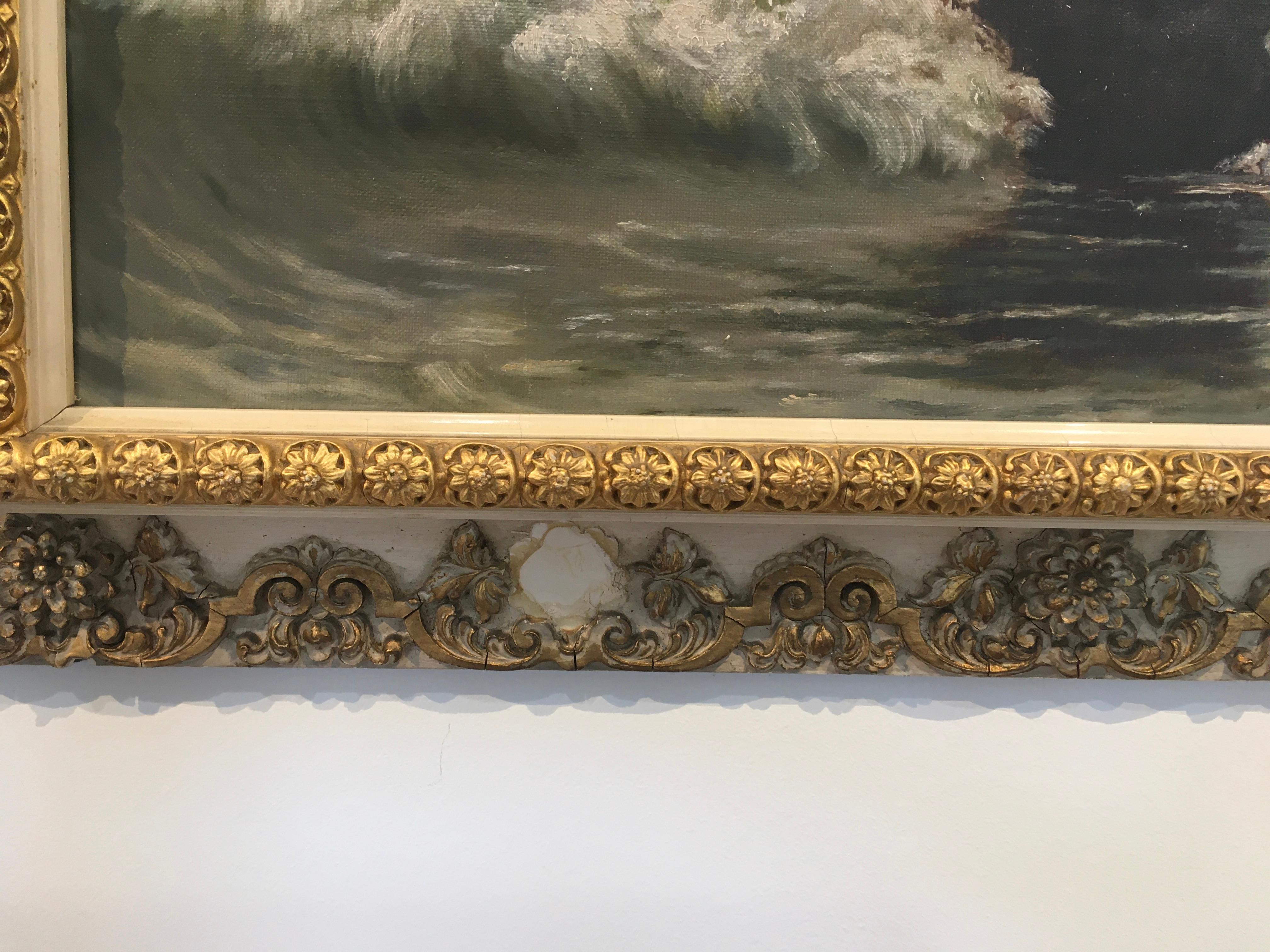 'Paesaggio marino impressionista del XIX secolo', di autore ignoto, olio su tela in vendita 2