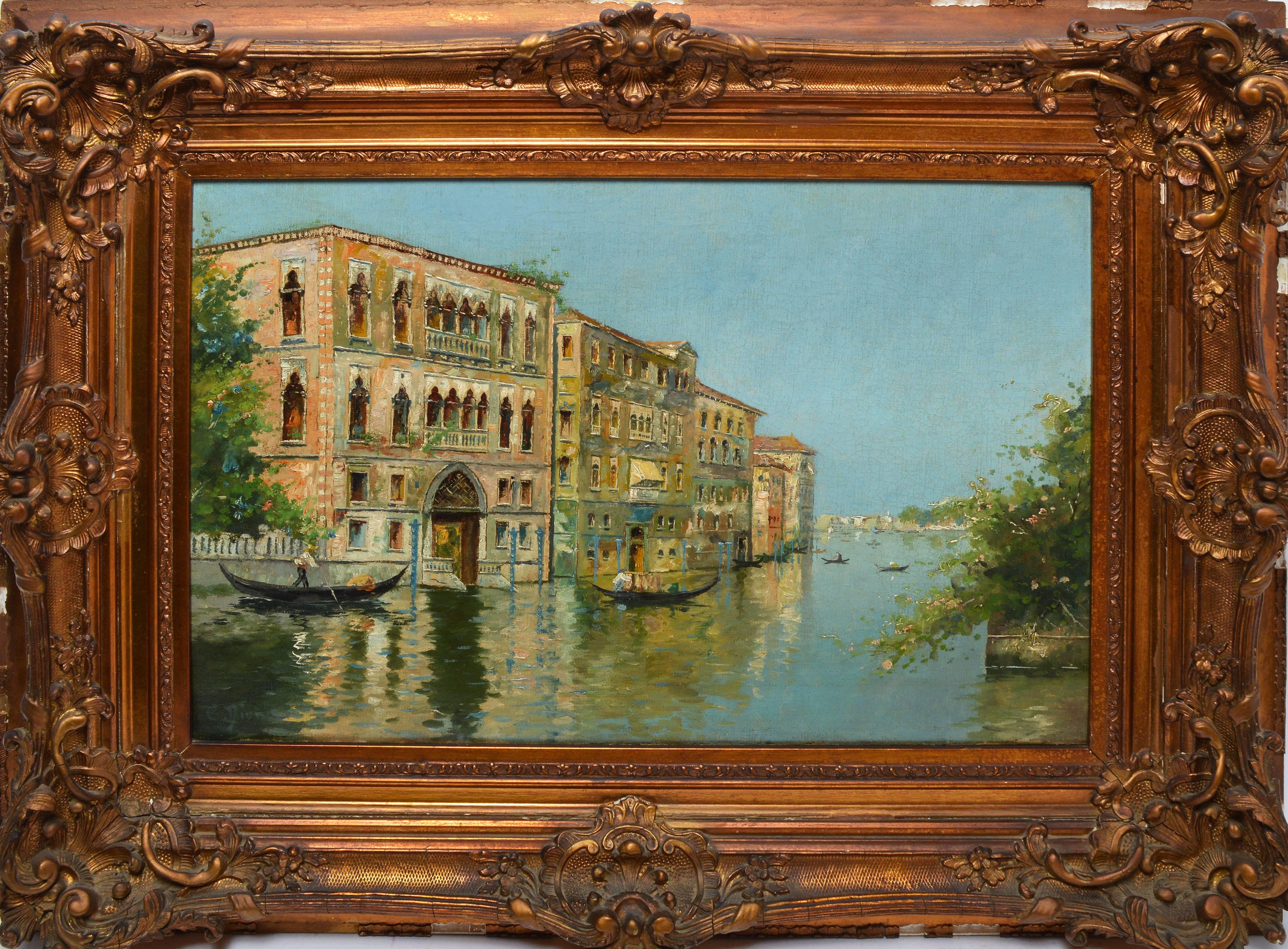 Unknown Landscape Painting - 19th Century Impressionist View of Venice Italy