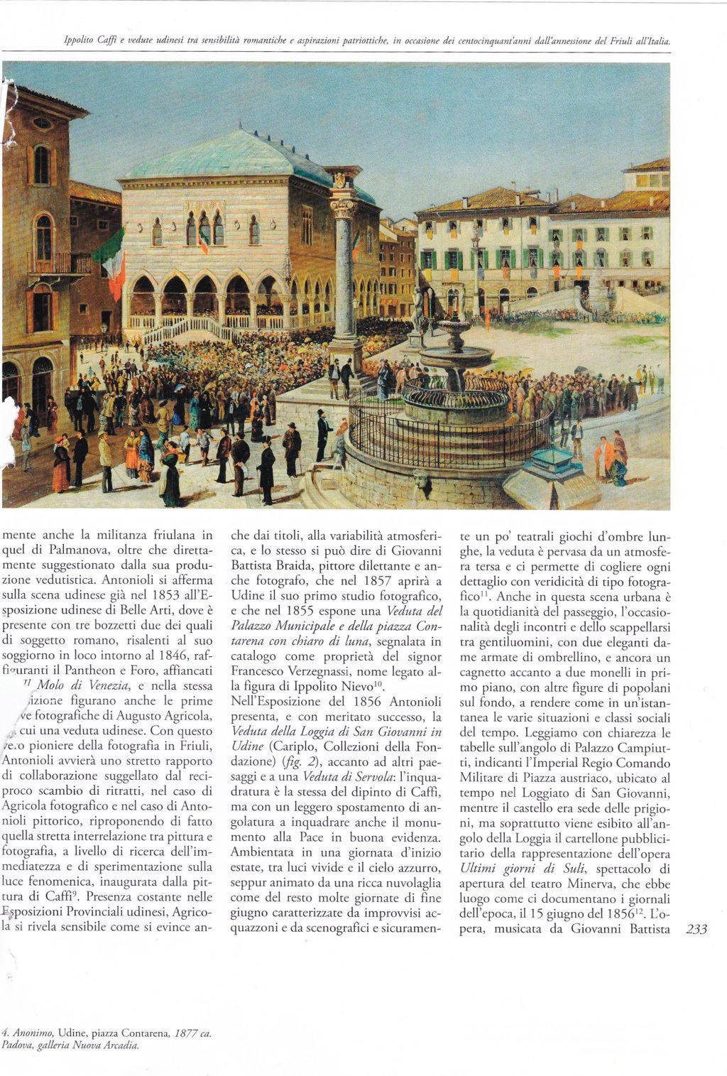 Cuadro vista ciudad italiana siglo XIX - Udine visita Rey Italia - Óleo sobre lienzo 14