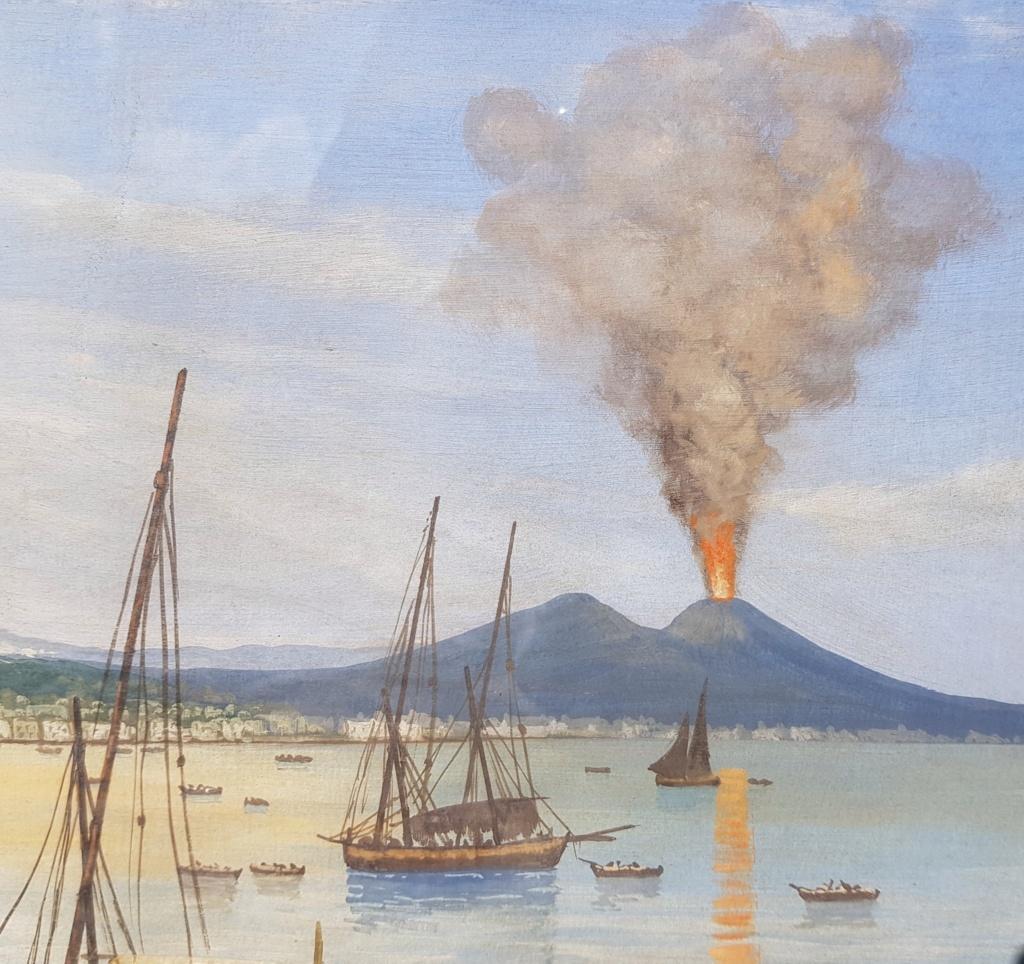 19th century Italian painting - View of Naples - Gouache on paper Tempera Italy - Gray Landscape Painting by Unknown