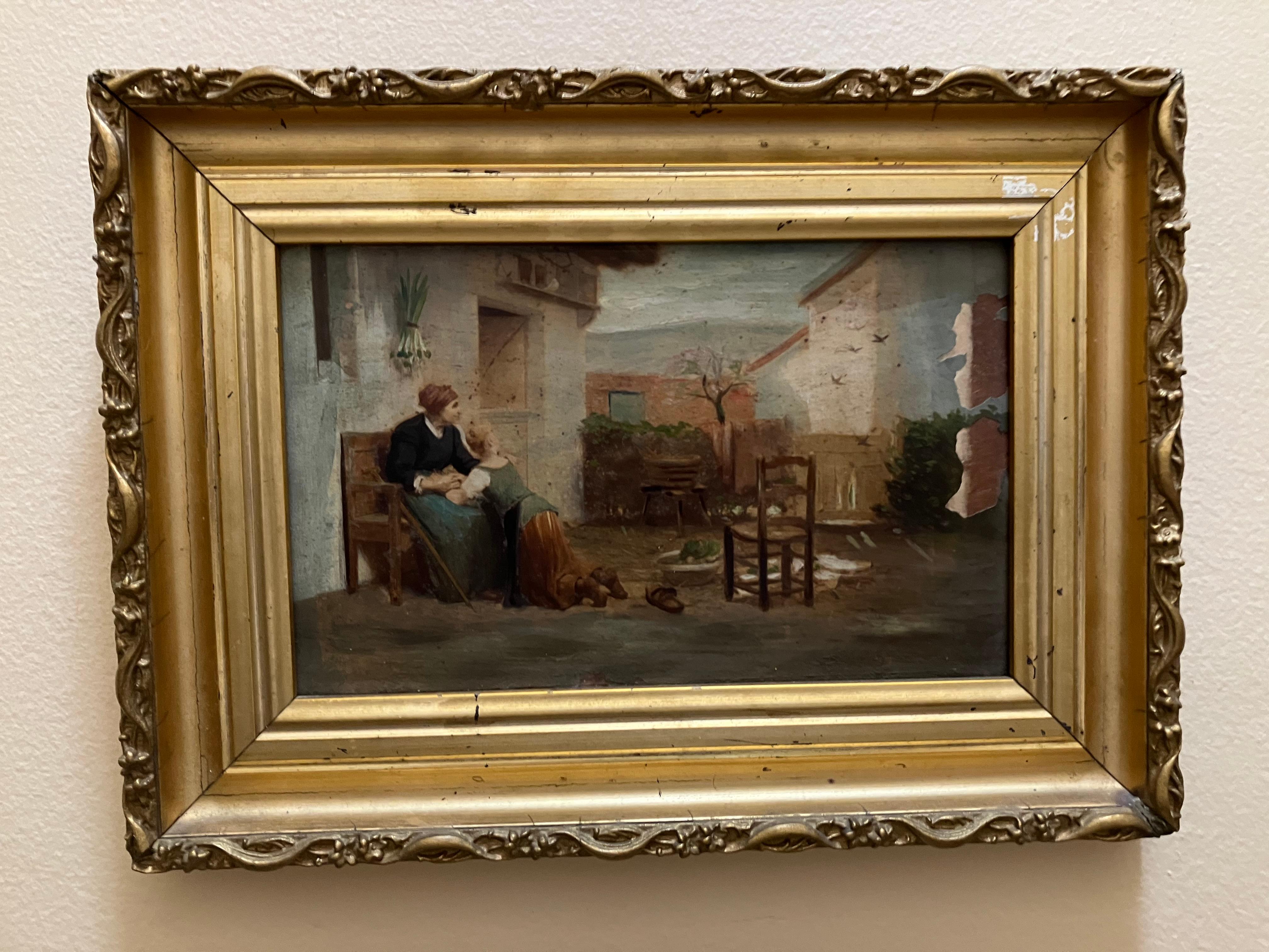 Pair of 19 century Italian school paintings For Sale 1
