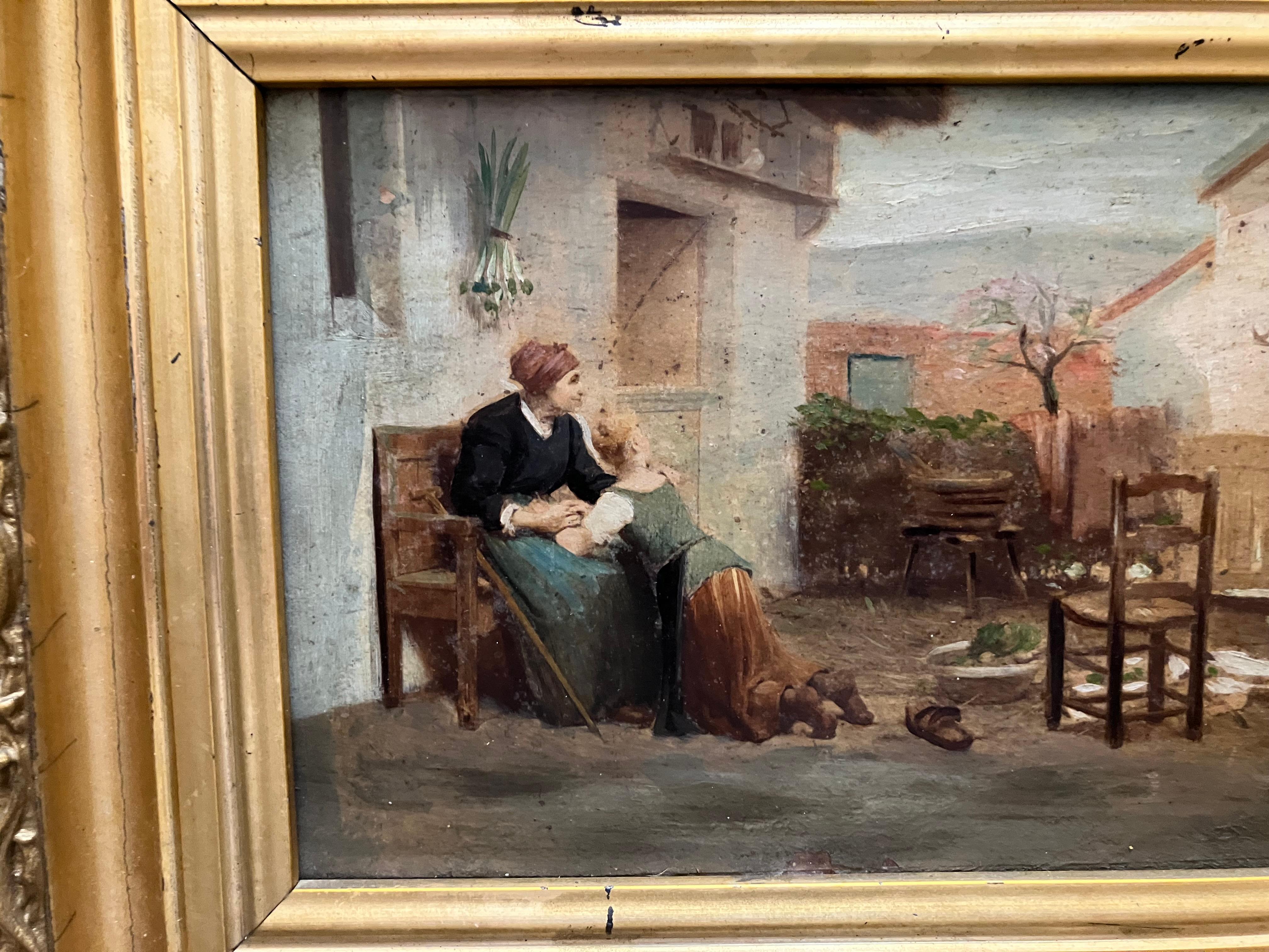 Pair of 19 century Italian school paintings For Sale 3