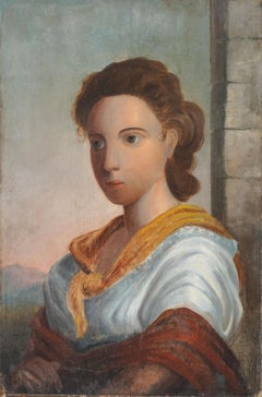 19th Century Italian School Portrait of Peasant Girl