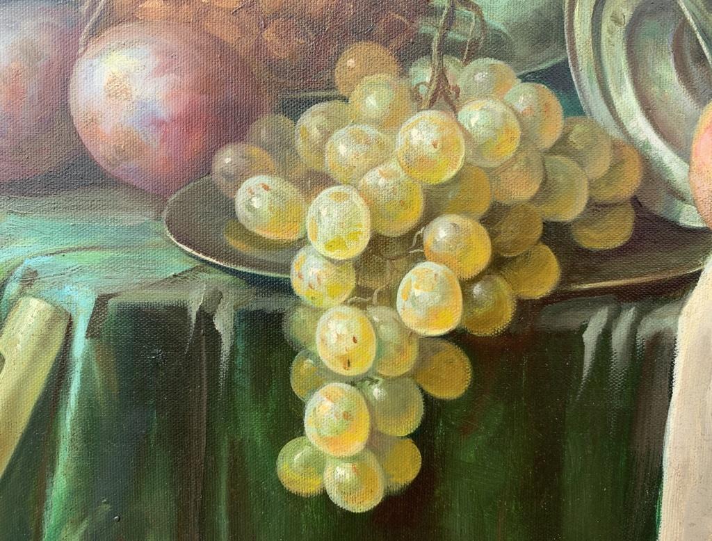 19th century Italian still life painting - Fruit tableware interior  5