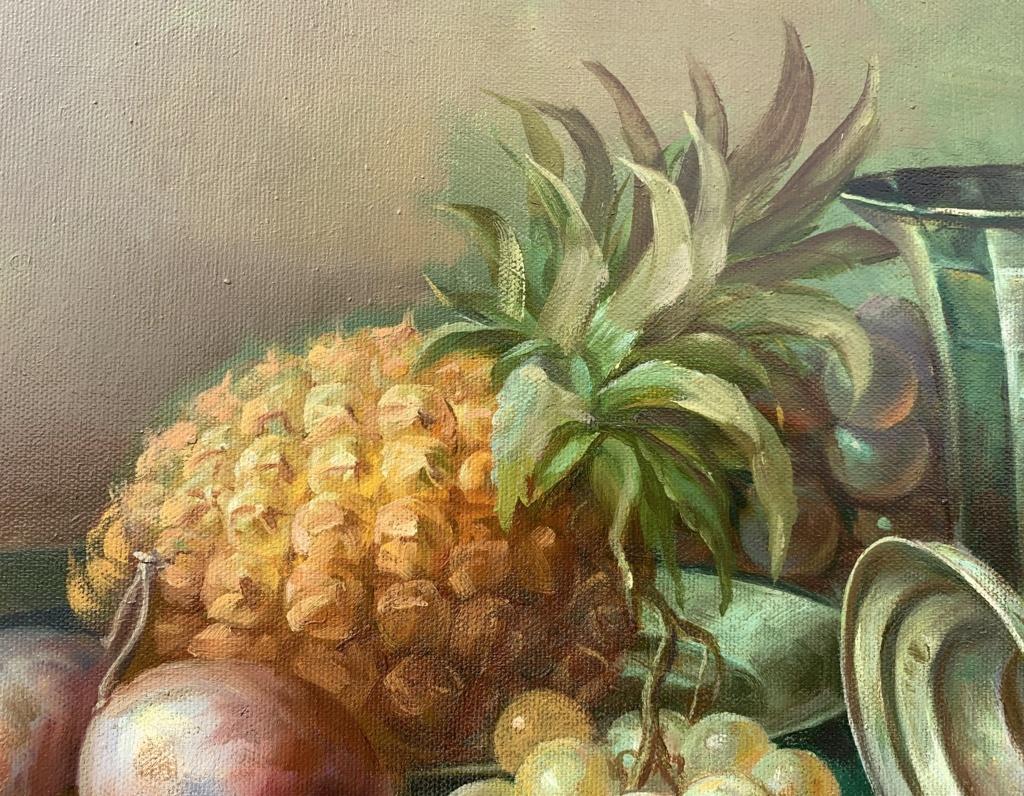 19th century Italian still life painting - Fruit tableware interior  6